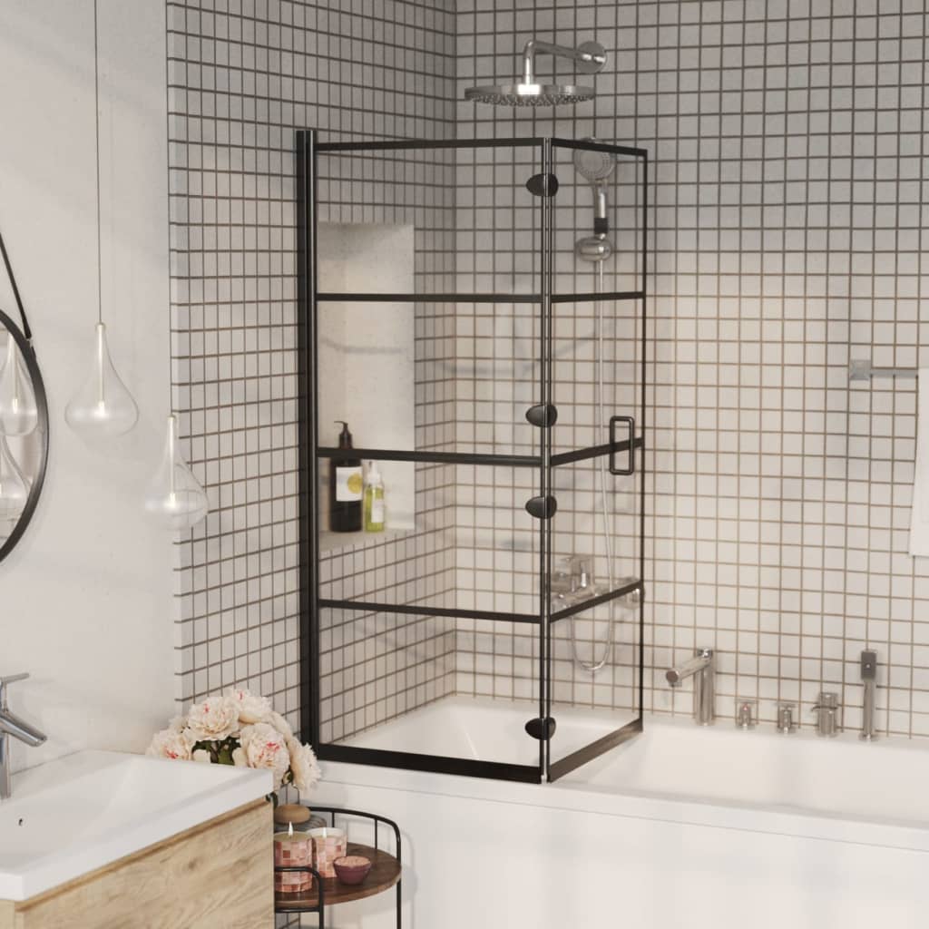 Foldable shower cubicle ESG 120x140 cm Black