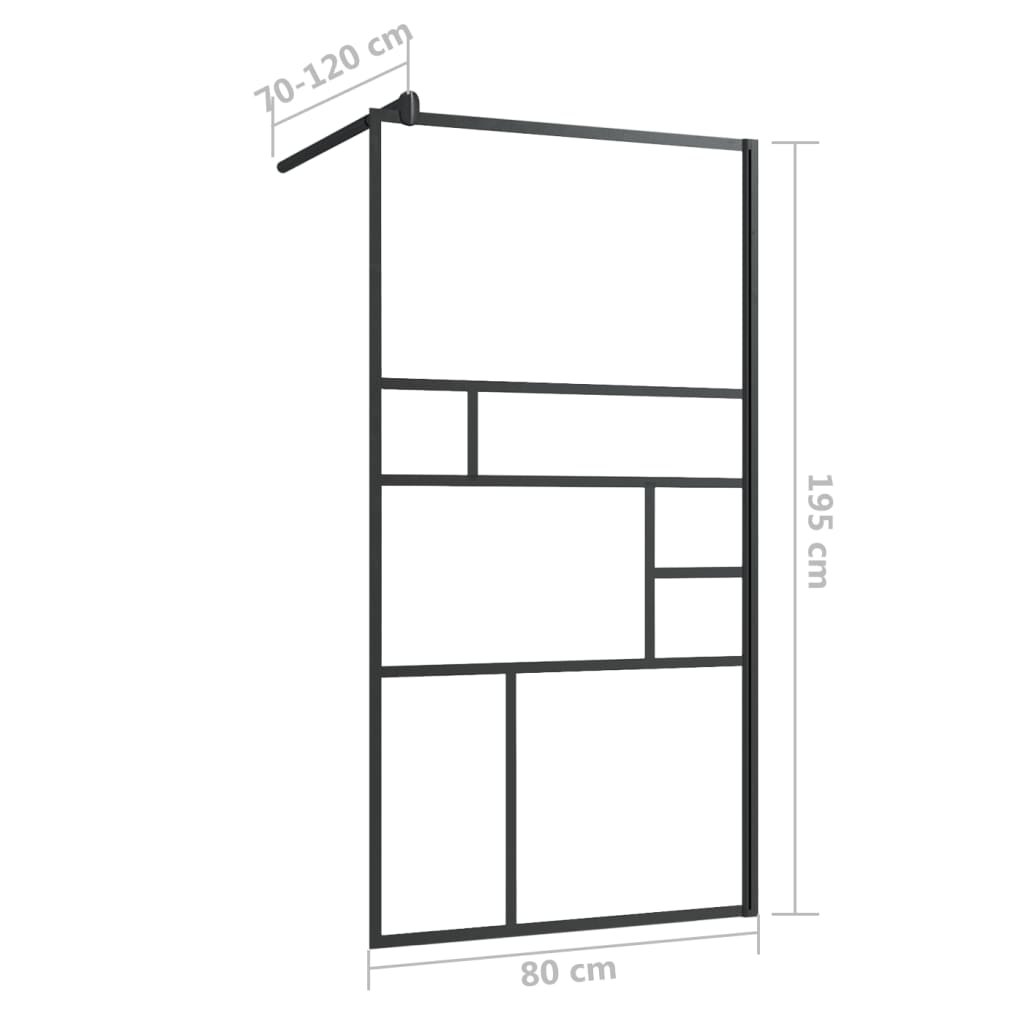 Shower screen for walk-in shower with clear tempered glass 80x195 cm