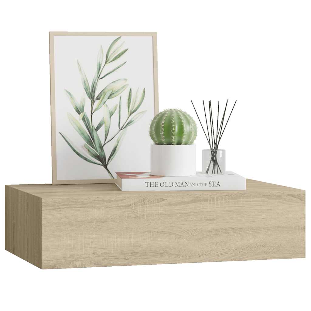 Wandregal mit Schublade Eichen-Optik 40x23,5x10 cm MDF