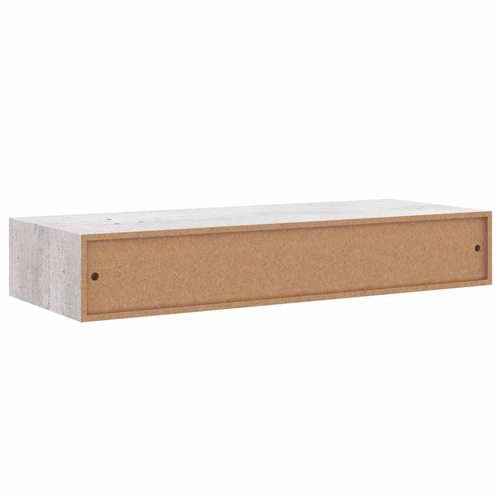 Wandregal mit Schublade Betongrau 60x23,5x10 cm MDF