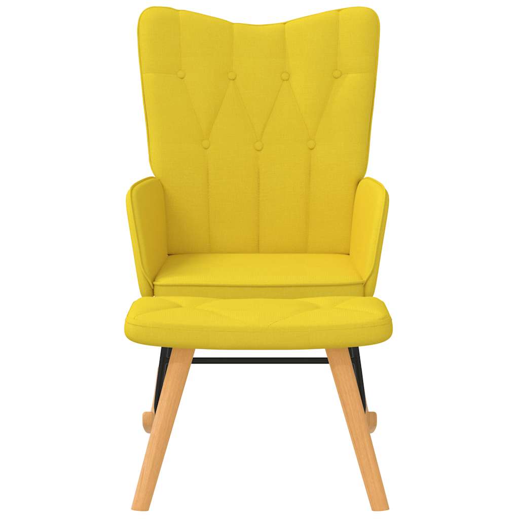 Rocking chair with stool mustard yellow fabric