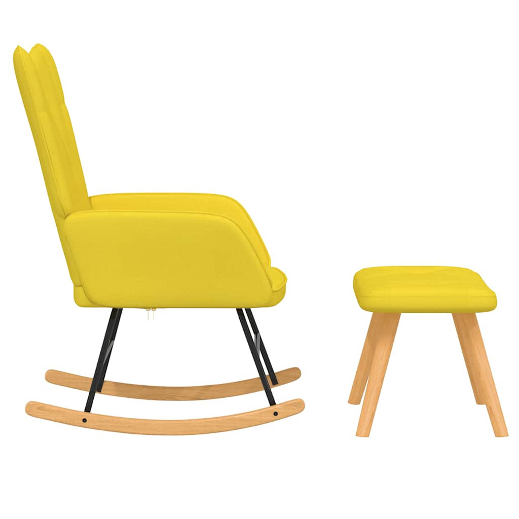 Rocking chair with stool mustard yellow fabric