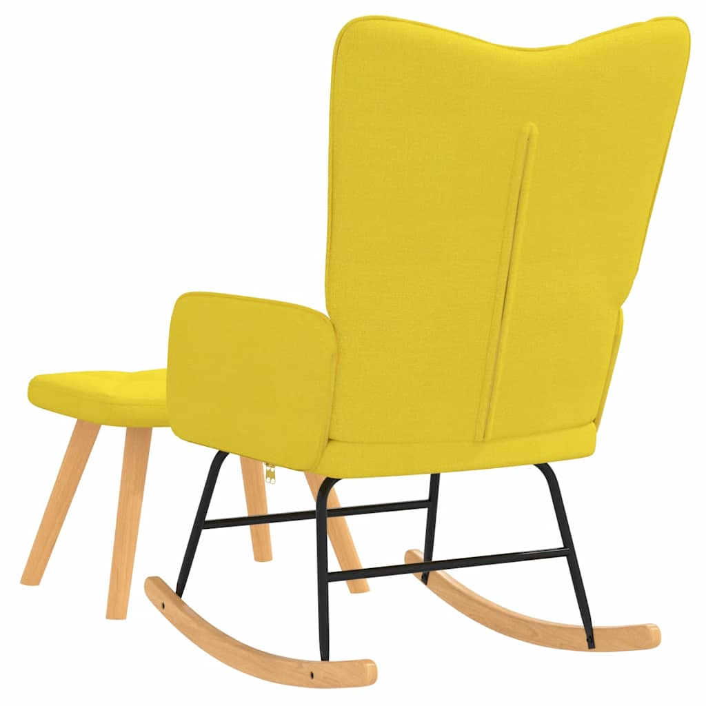Rocking chair with stool mustard yellow fabric