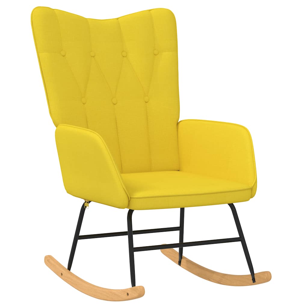 Rocking chair with stool mustard yellow fabric