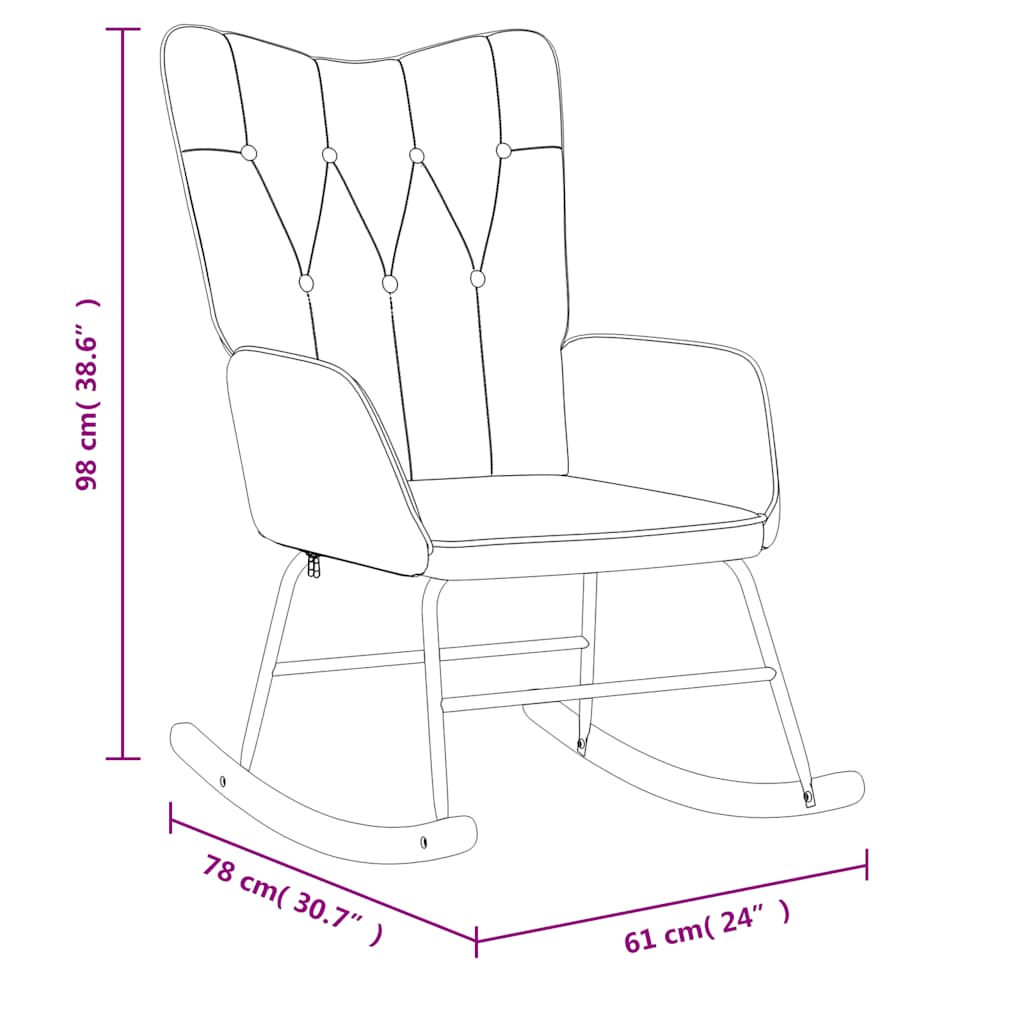 Rocking chair with stool mustard yellow fabric
