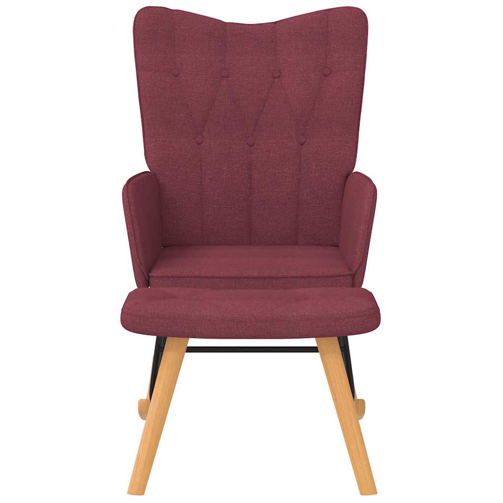 Rocking chair with stool fabric wine red