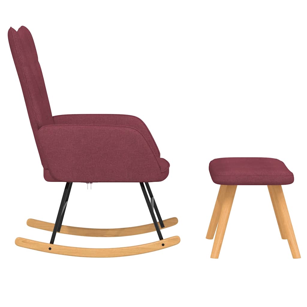 Rocking chair with stool fabric wine red