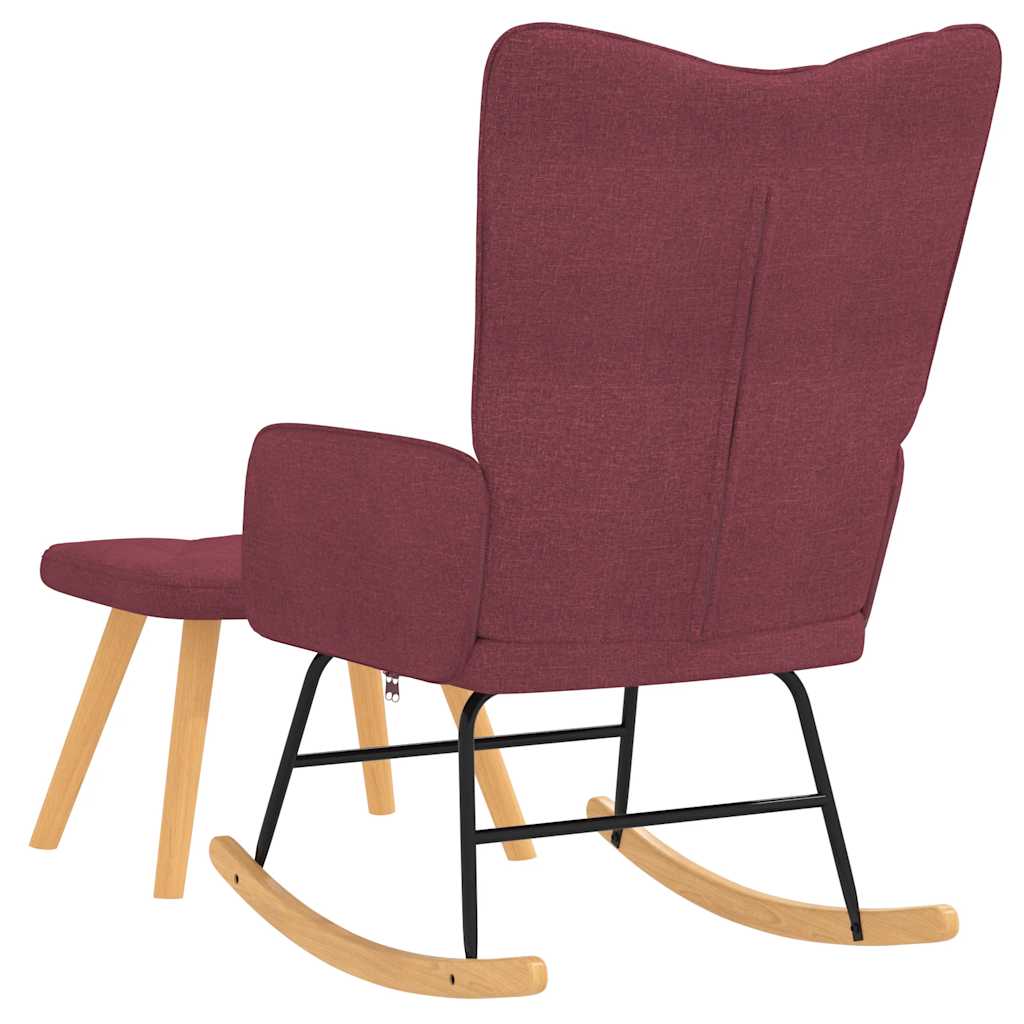 Rocking chair with stool fabric wine red