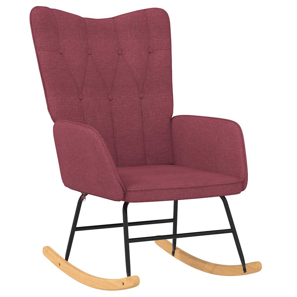 Rocking chair with stool fabric wine red