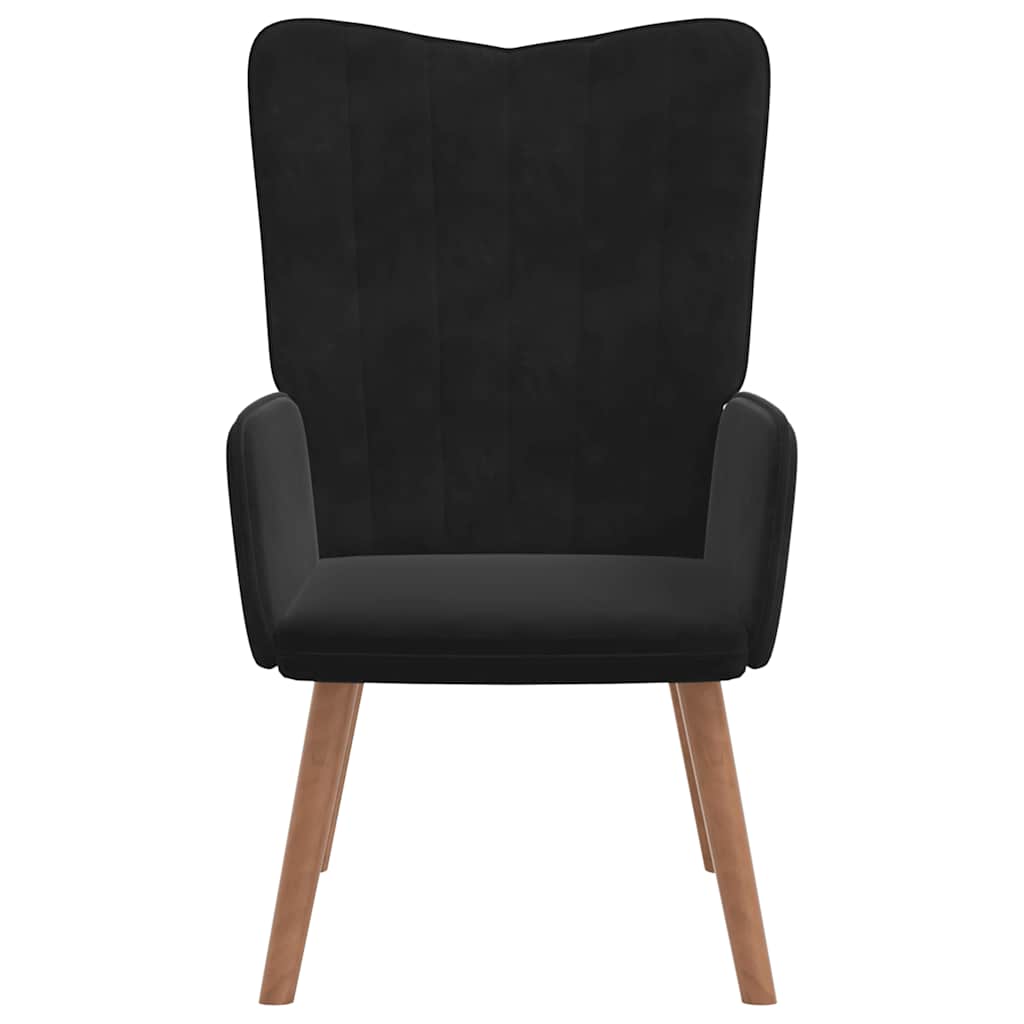 Relaxsessel mit Hocker Schwarz Samt