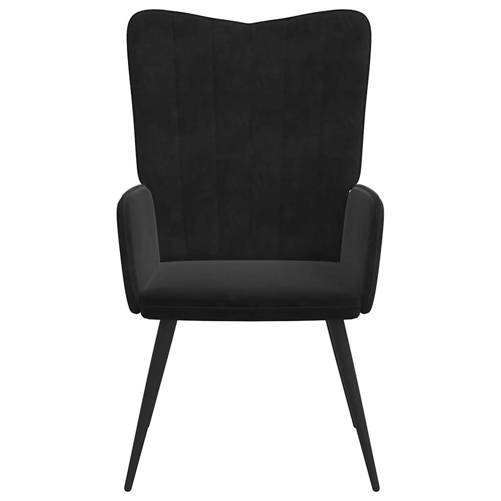 Relaxsessel mit Hocker Schwarz Samt