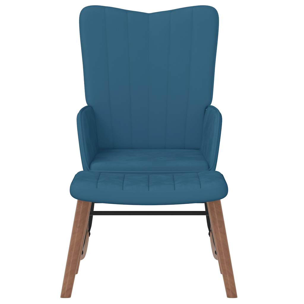 Schaukelstuhl mit Hocker Samt Blau