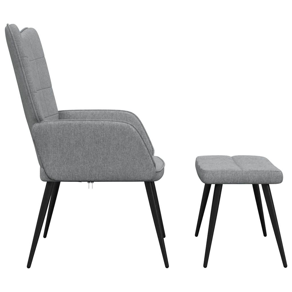 Relaxsessel mit Hocker Hellgrau Stoff