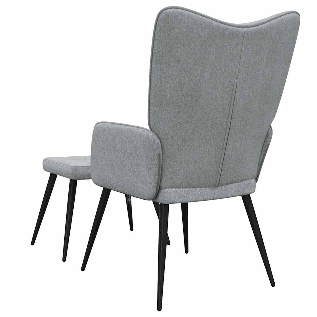 Relaxsessel mit Hocker Hellgrau Stoff