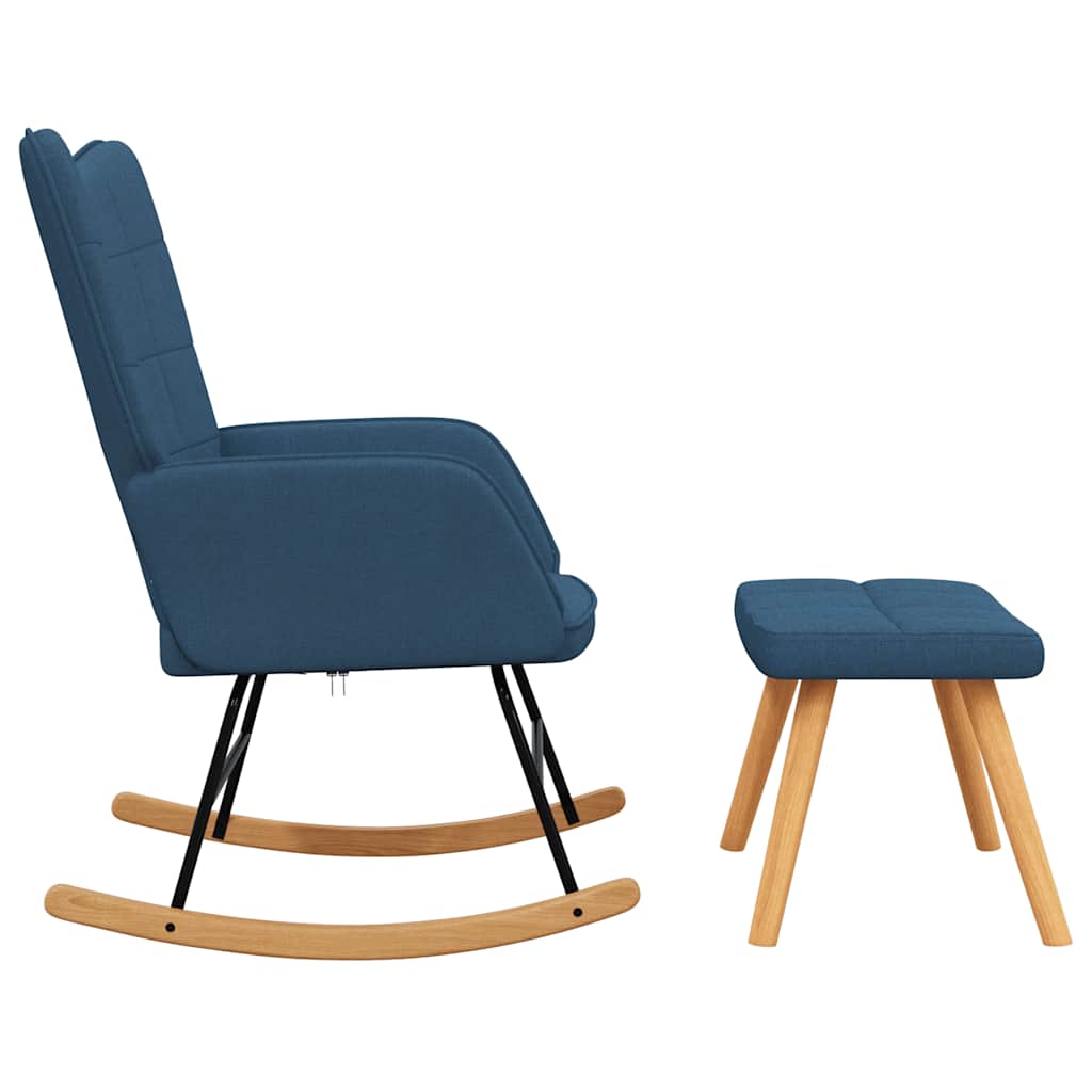 Schaukelsessel mit Hocker Blau Stoff