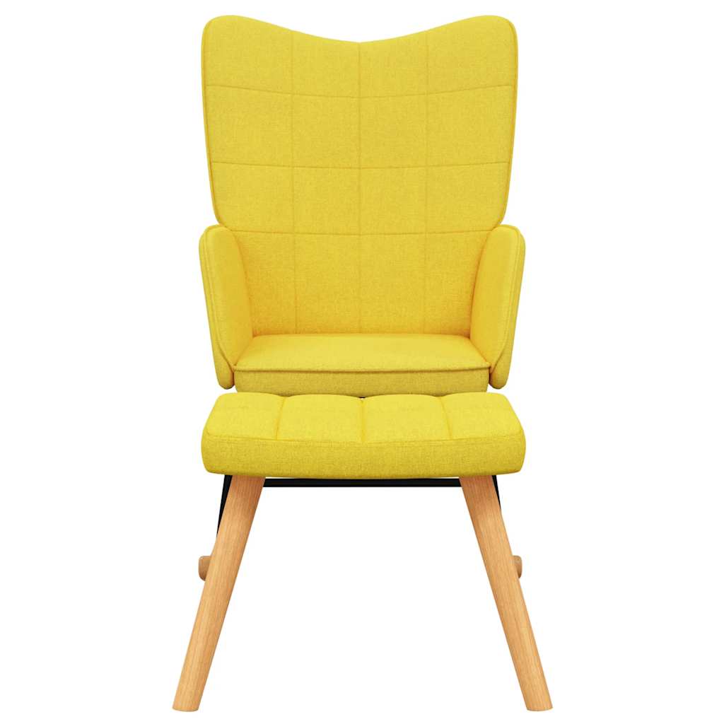 Rocking chair with stool mustard yellow fabric