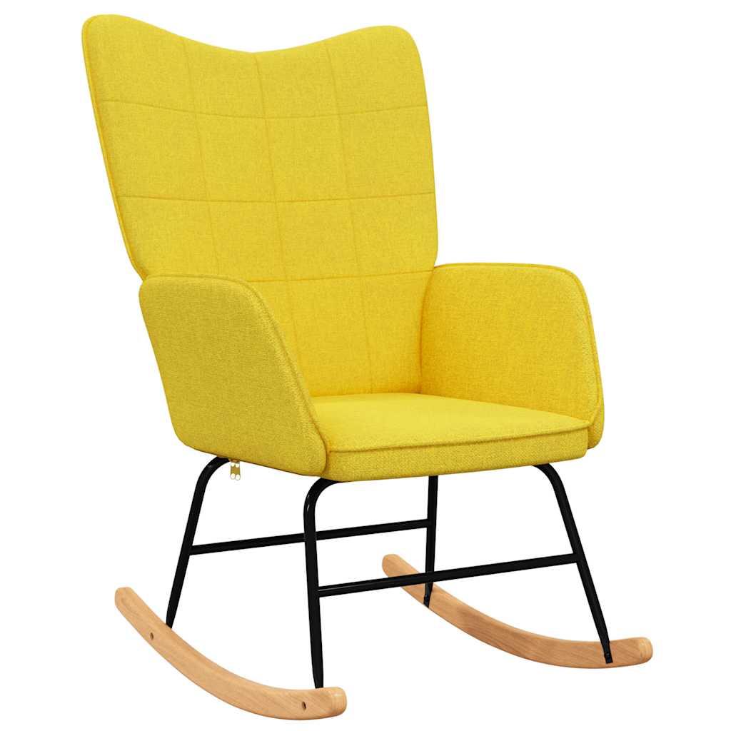 Rocking chair with stool mustard yellow fabric