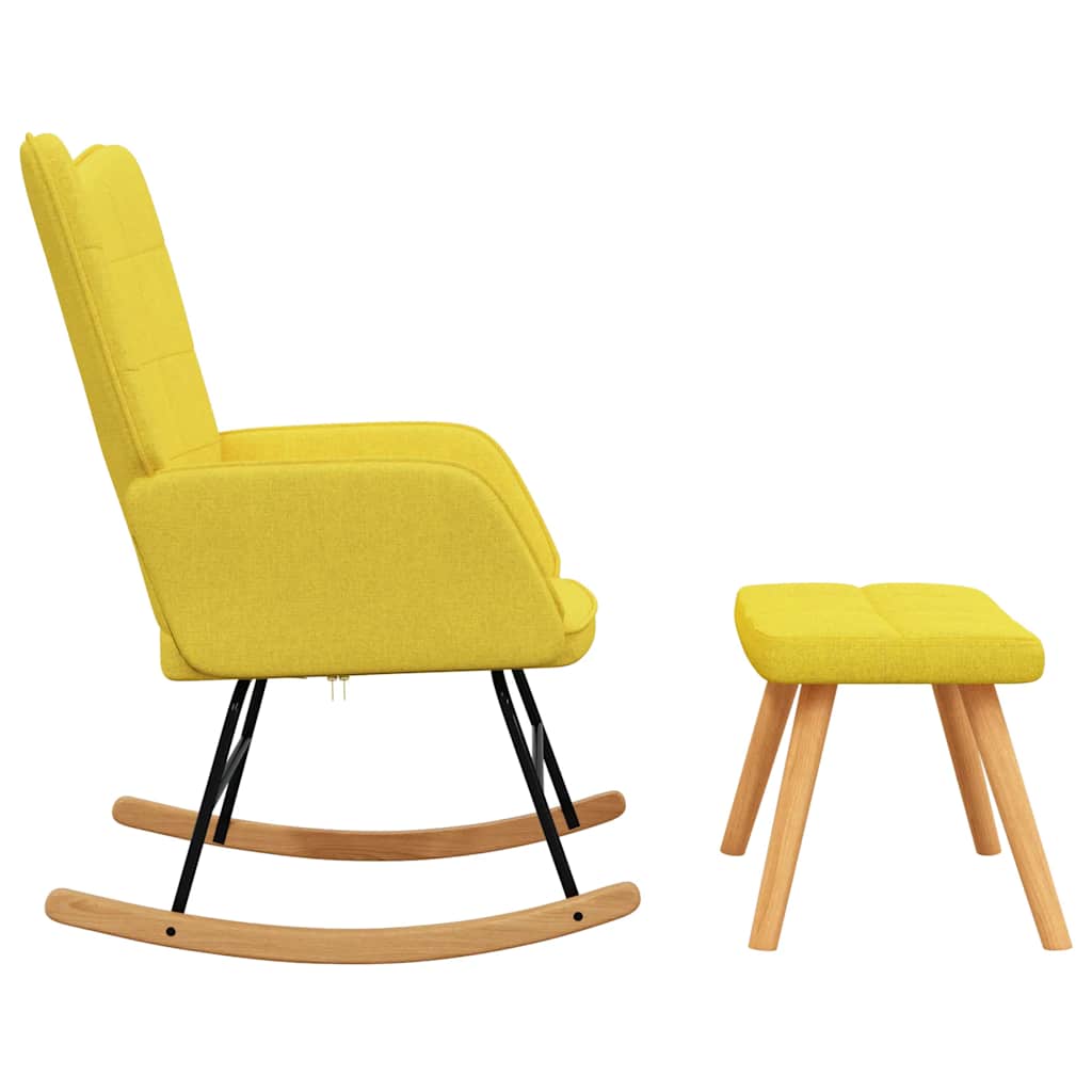 Rocking chair with stool mustard yellow fabric
