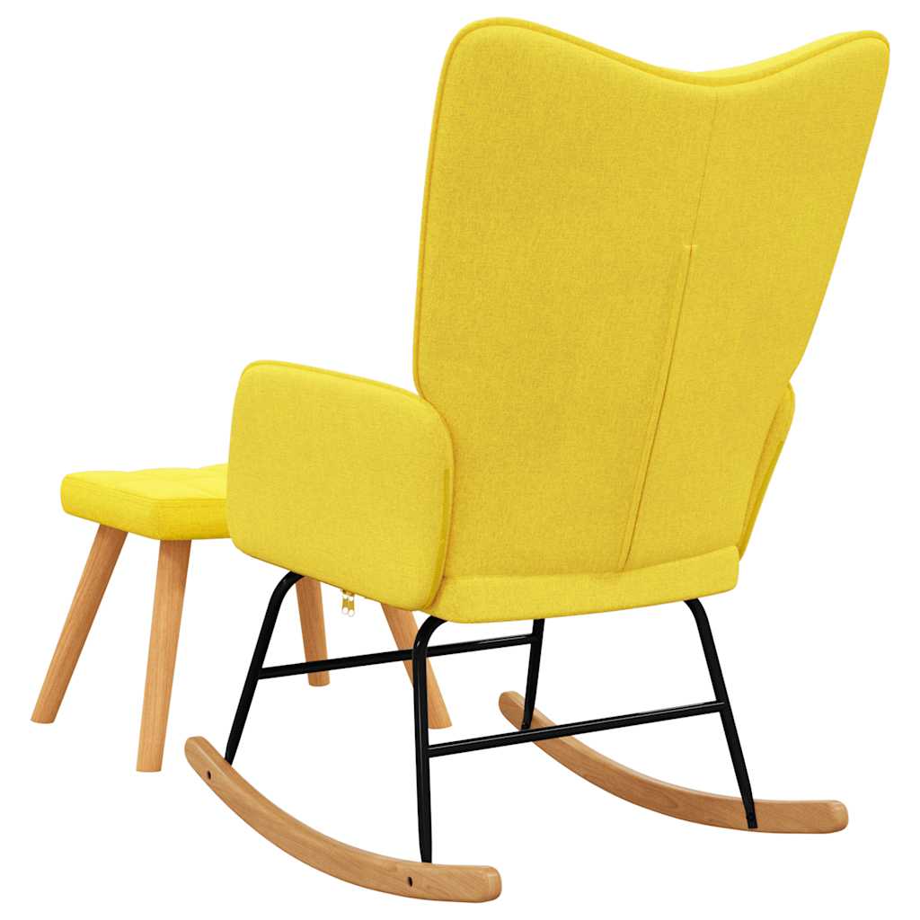 Rocking chair with stool mustard yellow fabric