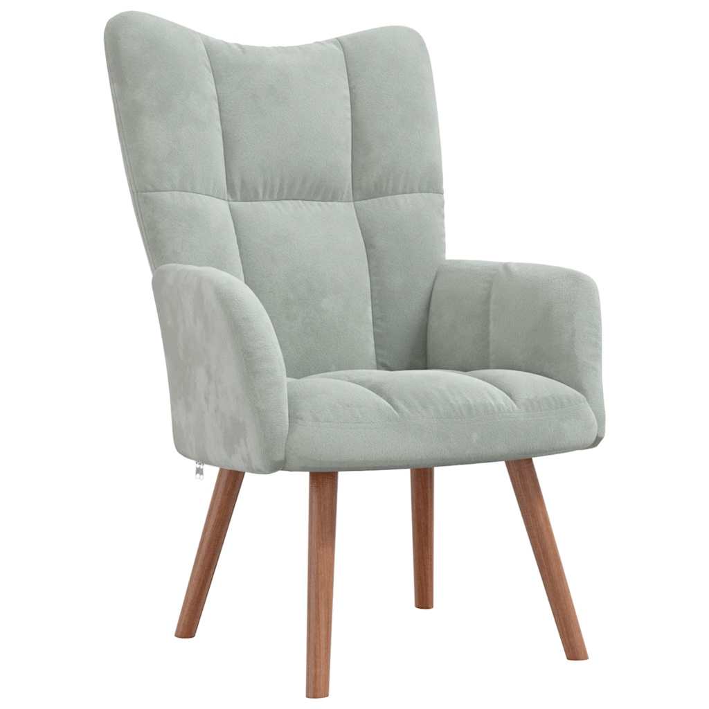 Relaxsessel mit Hocker Hellgrau Samt
