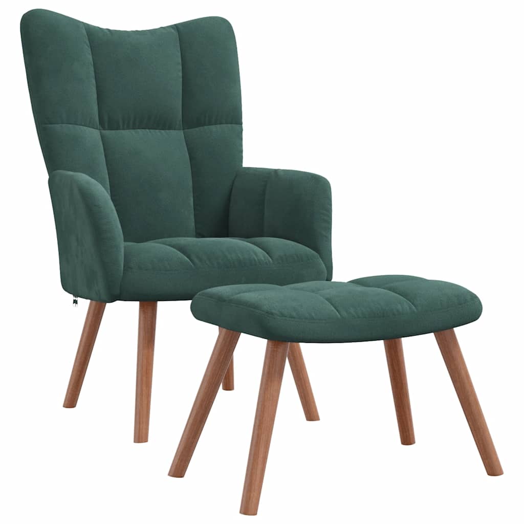 Relaxsessel mit Hocker Dunkelgrün Samt