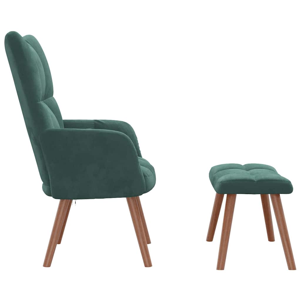 Relaxsessel mit Hocker Dunkelgrün Samt