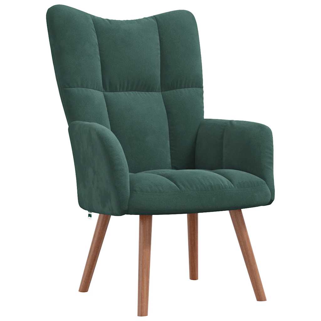 Relaxsessel mit Hocker Dunkelgrün Samt