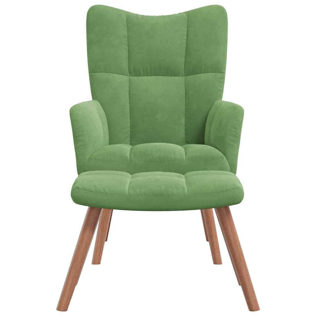 Relaxsessel mit Hocker Hellgrün Samt