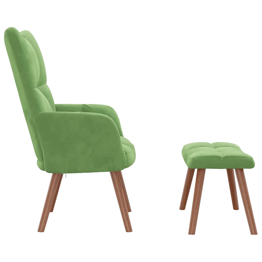 Relaxsessel mit Hocker Hellgrün Samt