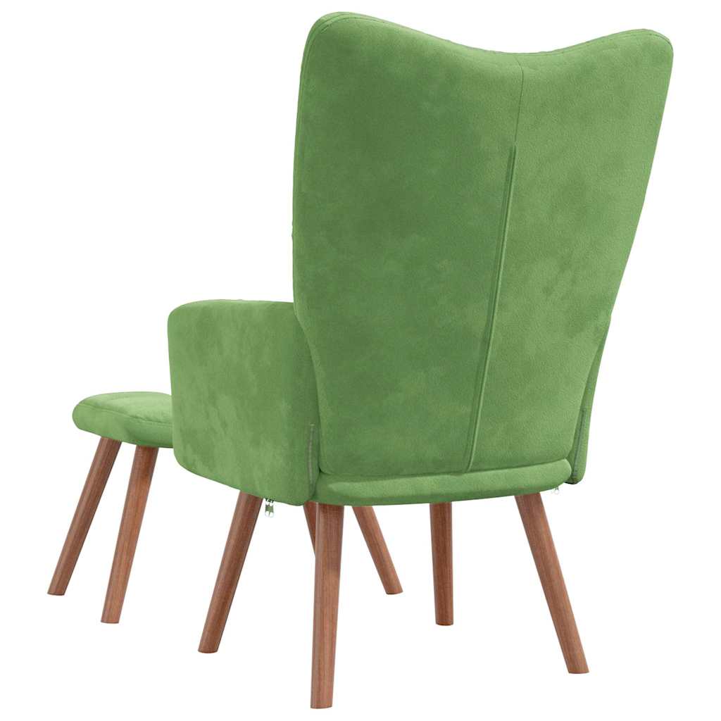 Relaxsessel mit Hocker Hellgrün Samt