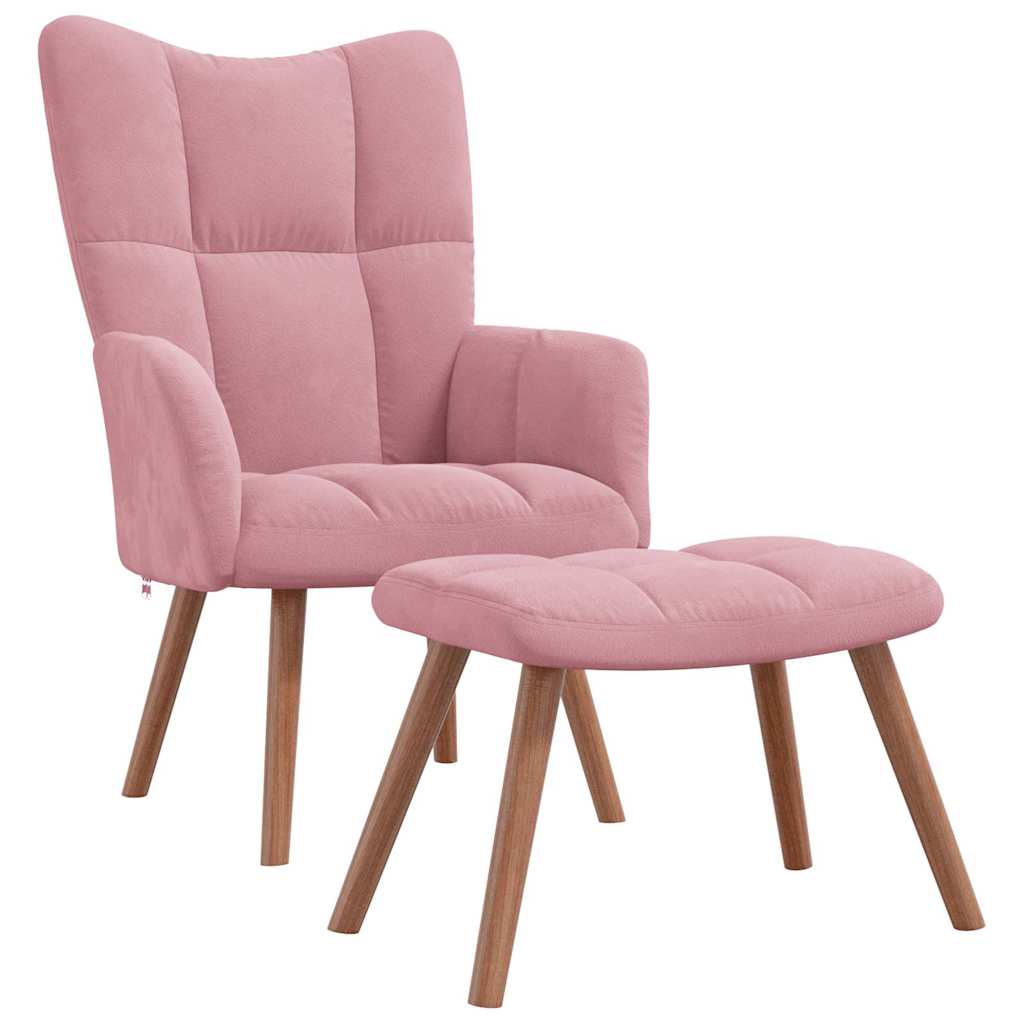Relaxsessel mit Hocker Rosa Samt