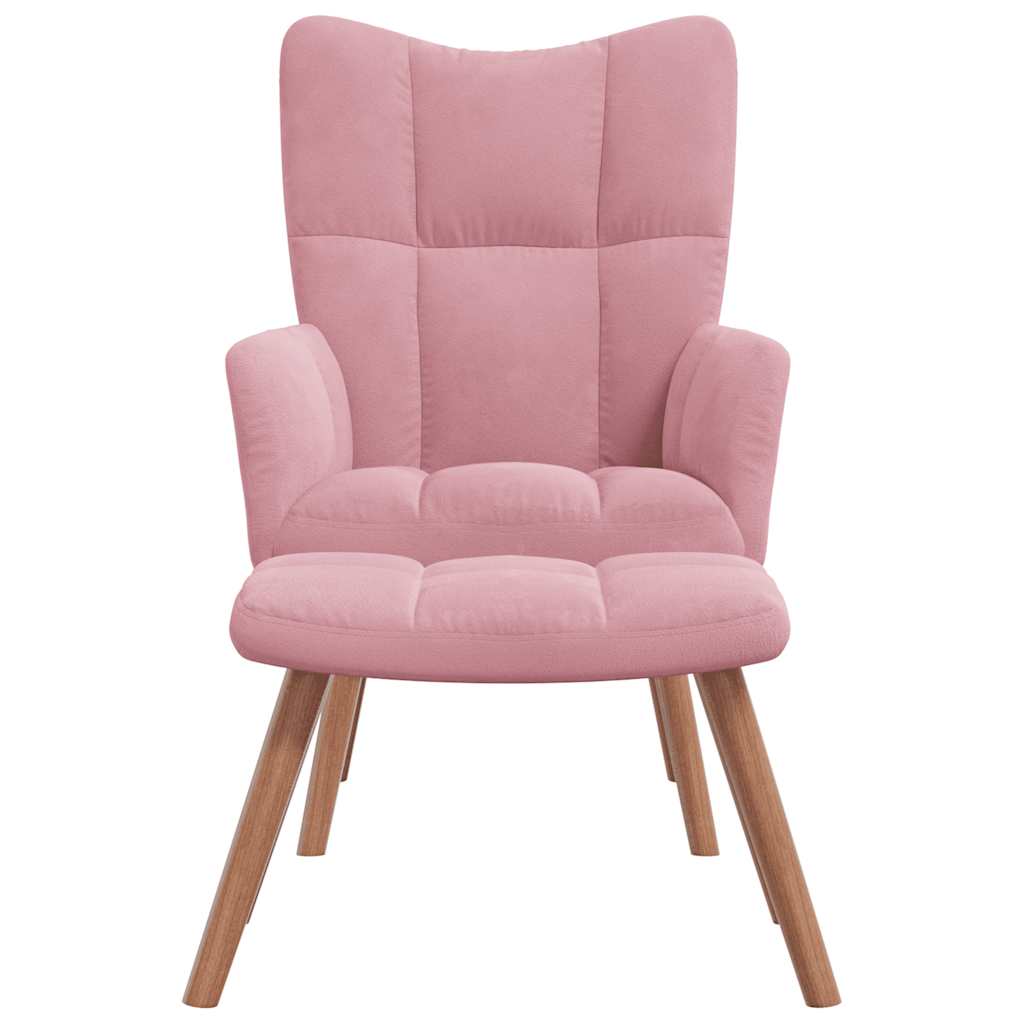 Relaxsessel mit Hocker Rosa Samt