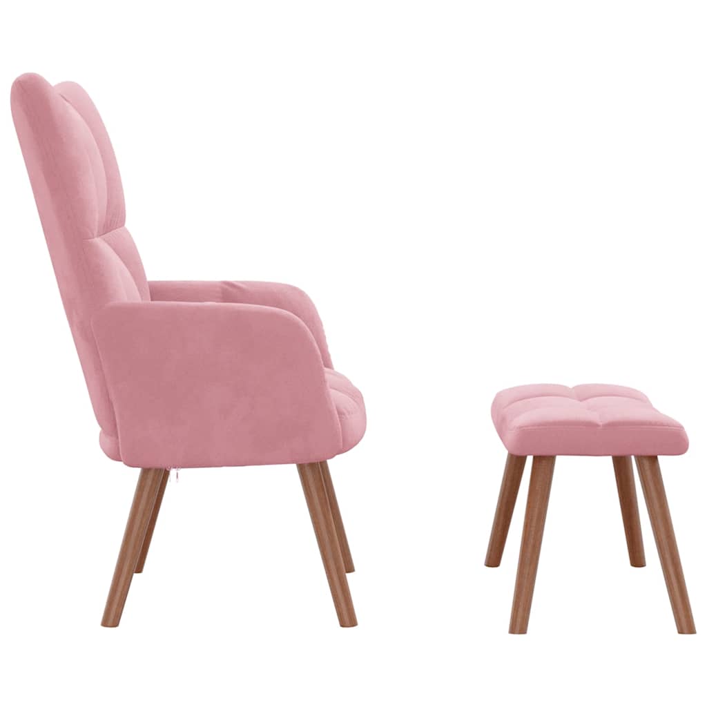 Relaxsessel mit Hocker Rosa Samt