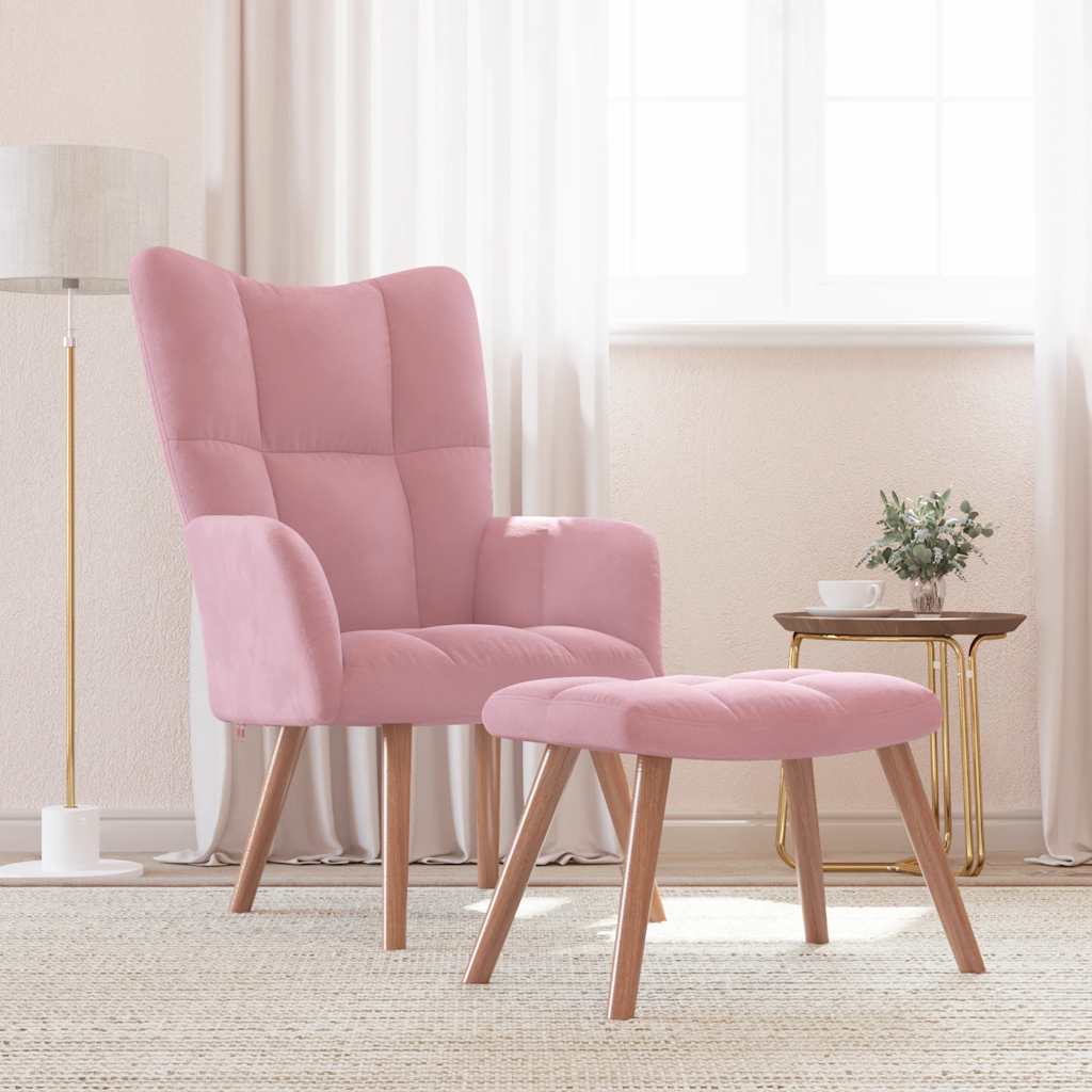 Relaxsessel mit Hocker Rosa Samt