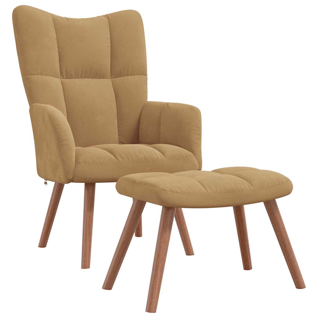 Relaxsessel mit Hocker Braun Samt