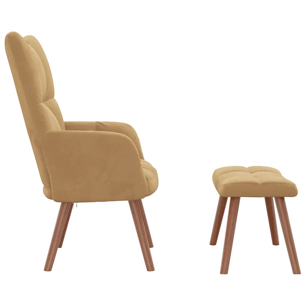 Relaxsessel mit Hocker Braun Samt