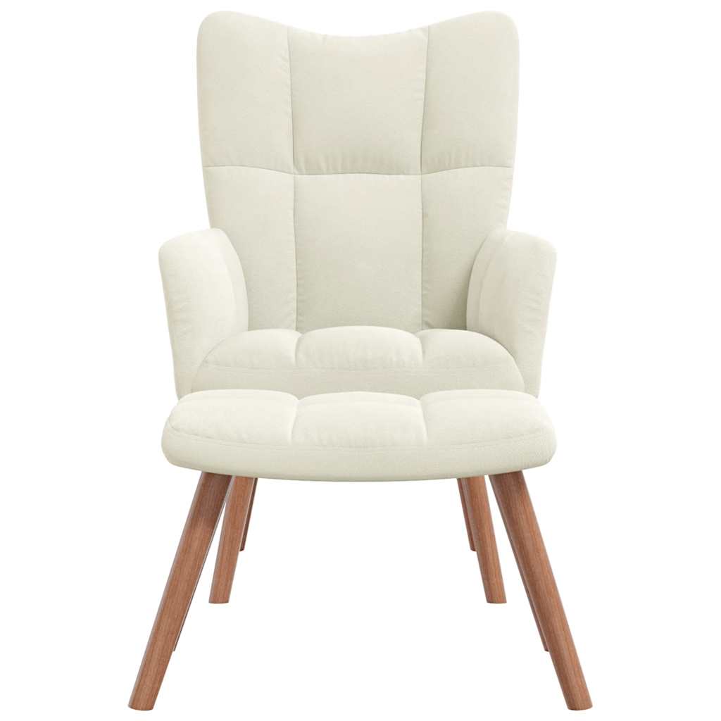 Relaxsessel mit Hocker Cremeweiß Samt