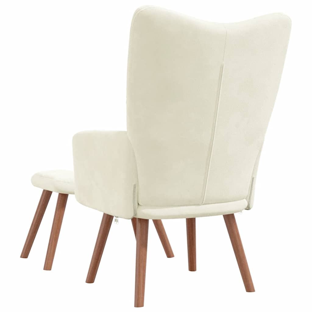 Relaxsessel mit Hocker Cremeweiß Samt