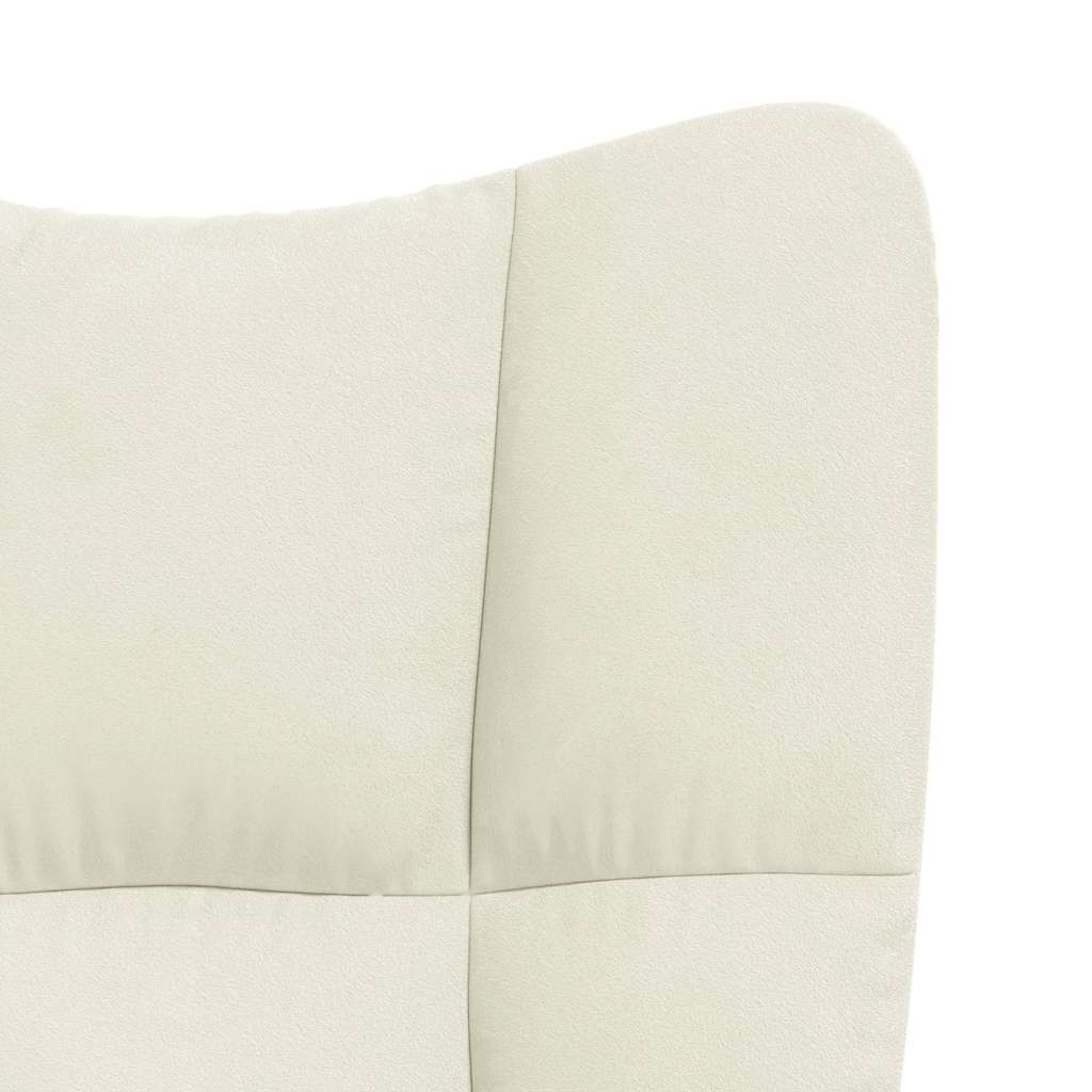 Relaxsessel mit Hocker Cremeweiß Samt