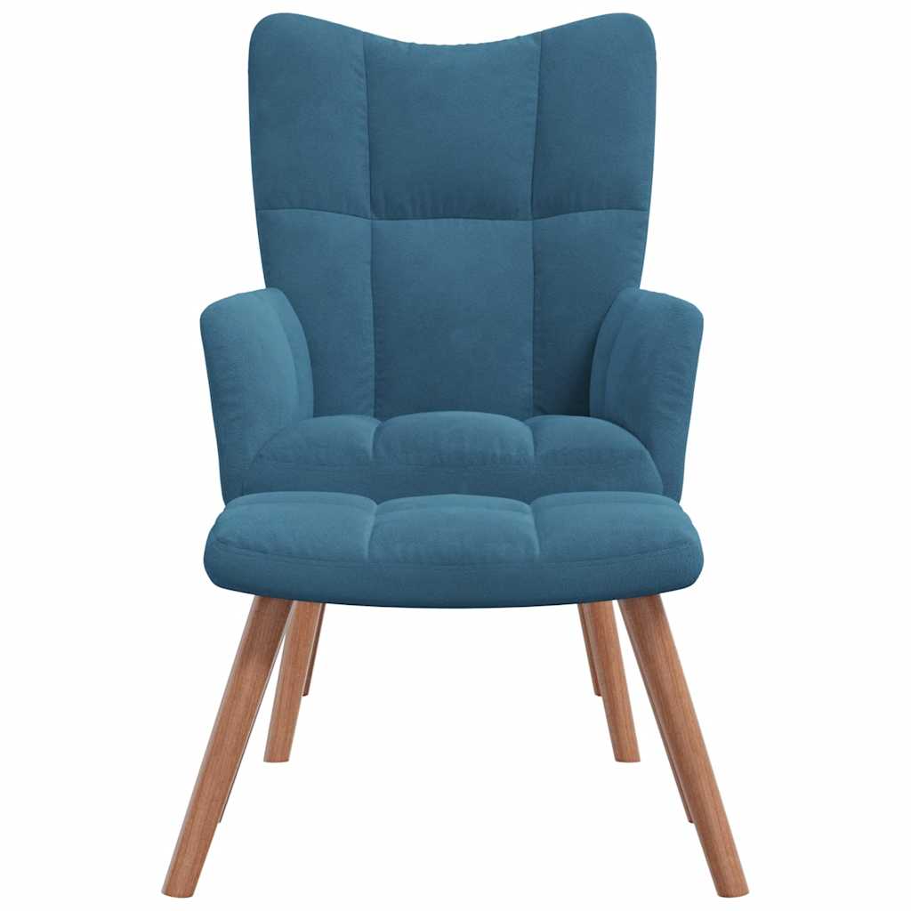 Relaxsessel mit Hocker Blau Samt