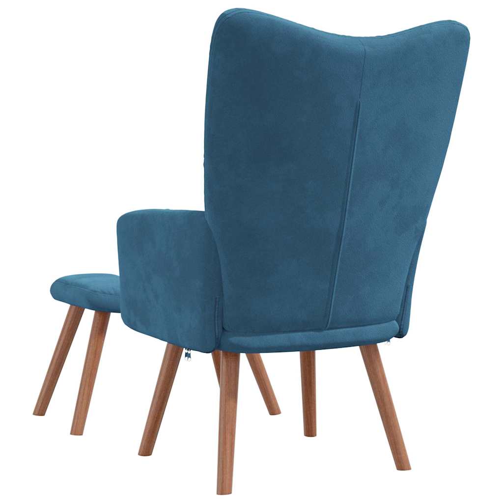 Relaxsessel mit Hocker Blau Samt