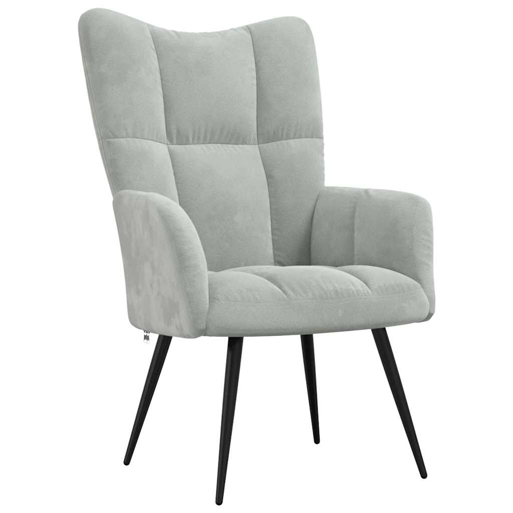 Relaxsessel mit Hocker Hellgrau Samt
