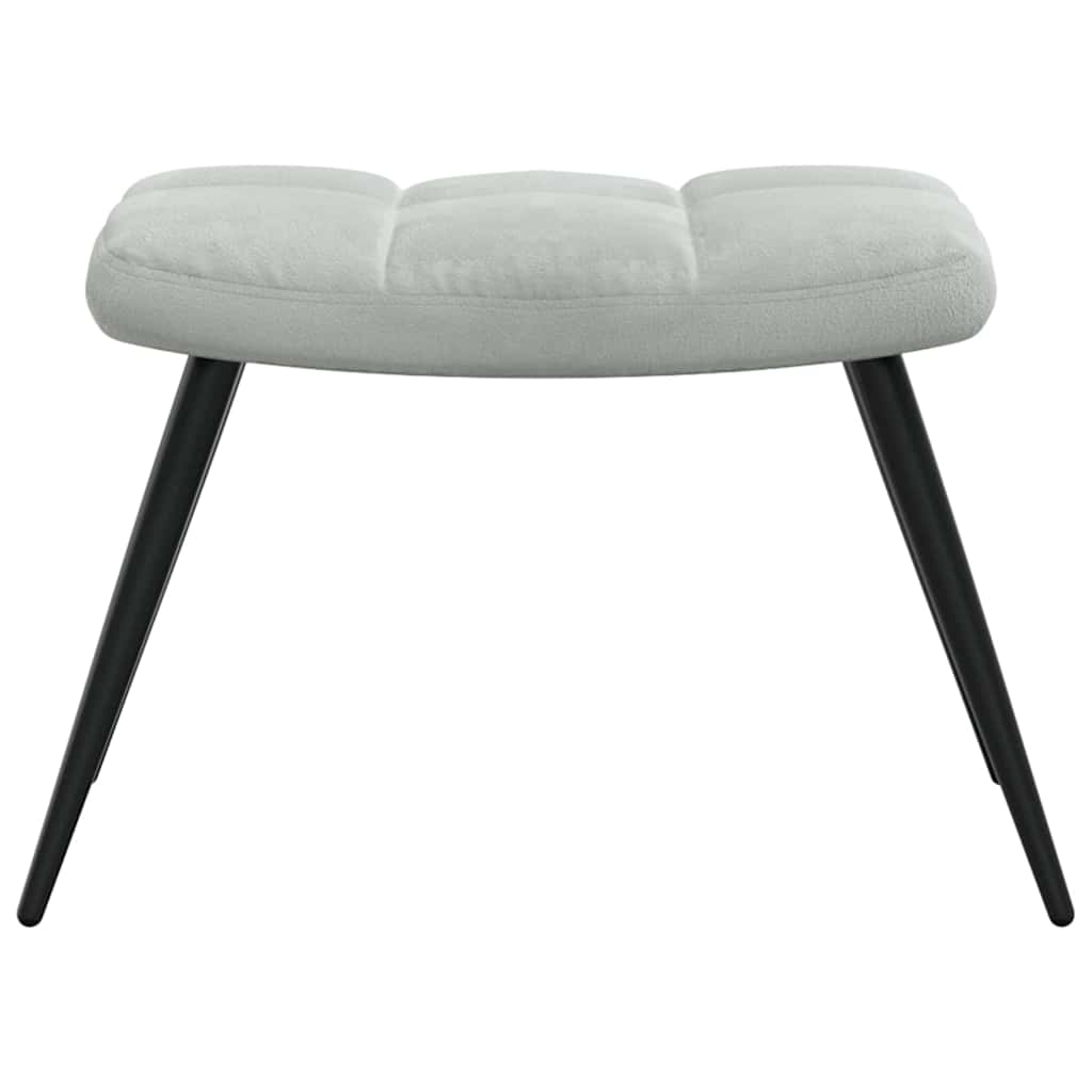 Relaxsessel mit Hocker Hellgrau Samt