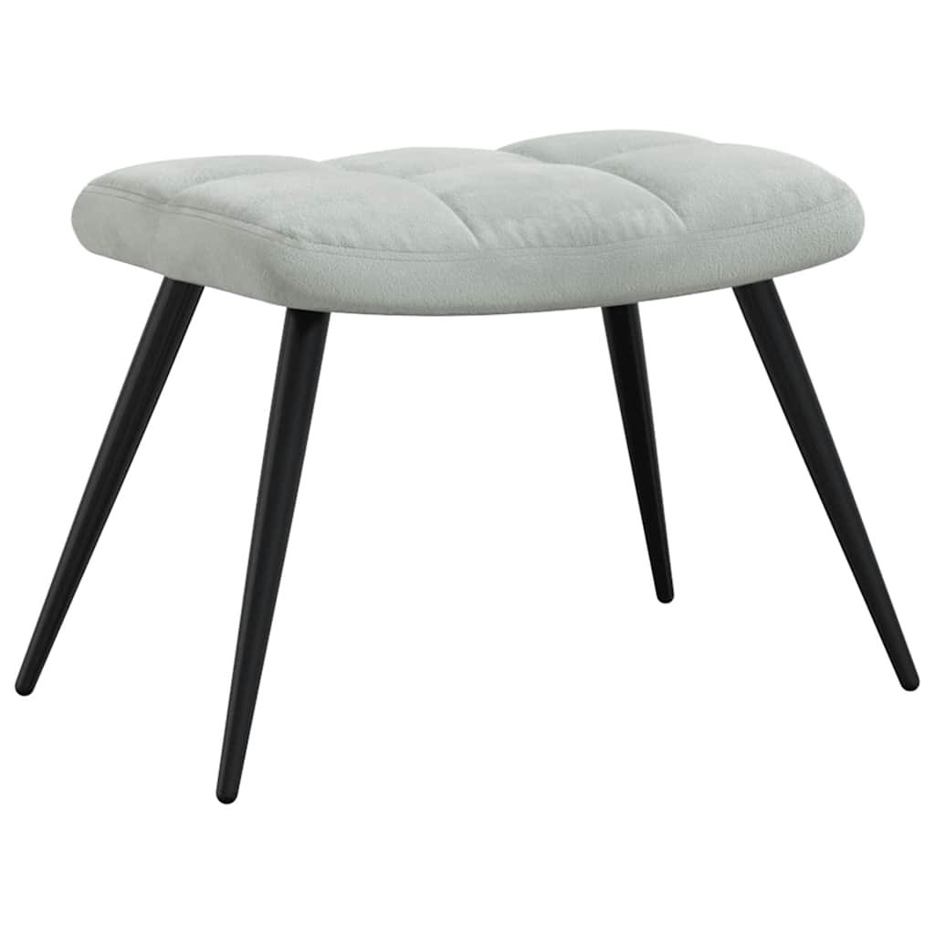 Relaxsessel mit Hocker Hellgrau Samt
