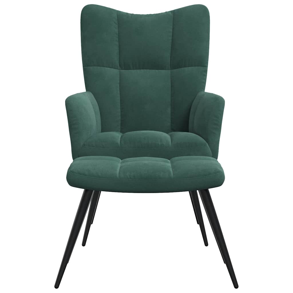 Relaxsessel mit Hocker Dunkelgrün Samt