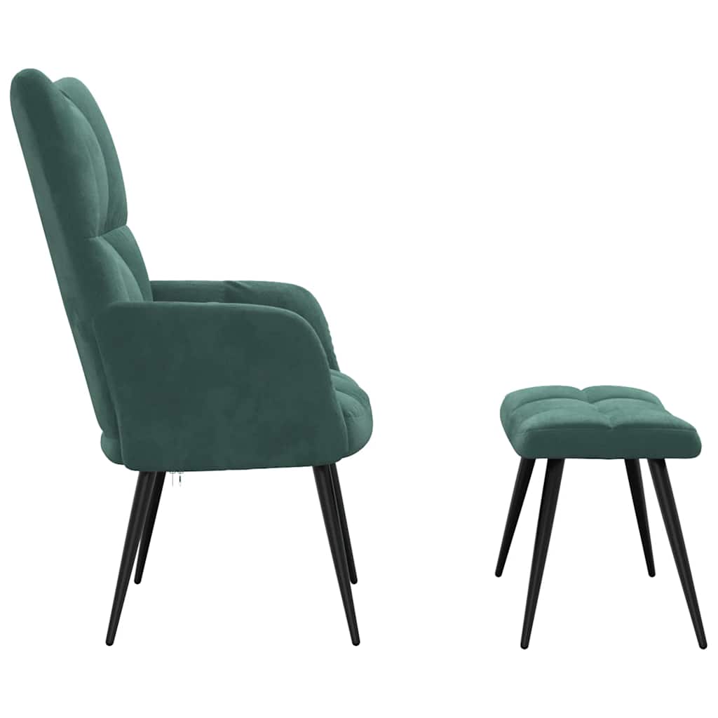 Relaxsessel mit Hocker Dunkelgrün Samt