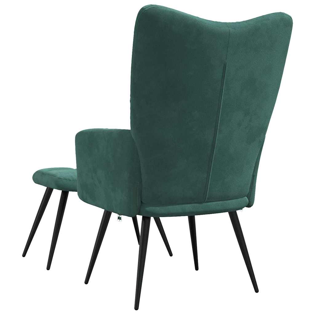 Relaxsessel mit Hocker Dunkelgrün Samt