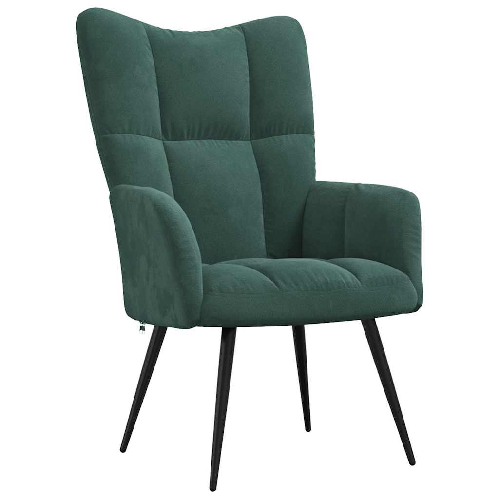 Relaxsessel mit Hocker Dunkelgrün Samt
