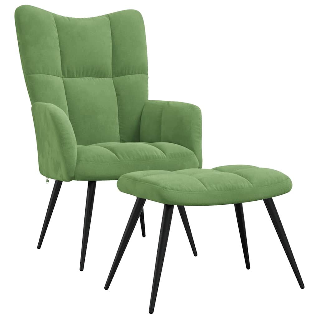 Relaxsessel mit Hocker Hellgrün Samt