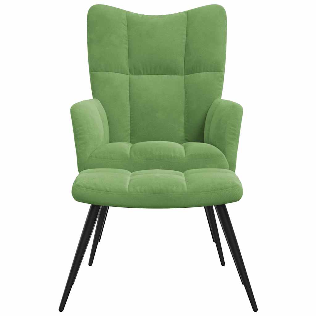 Relaxsessel mit Hocker Hellgrün Samt